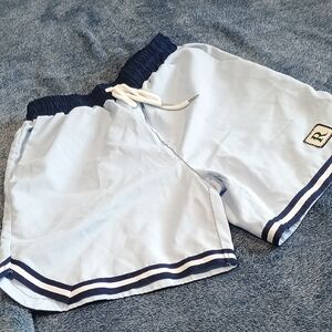 ROMWE Light Blue Swim Shorts with Navy Waistband